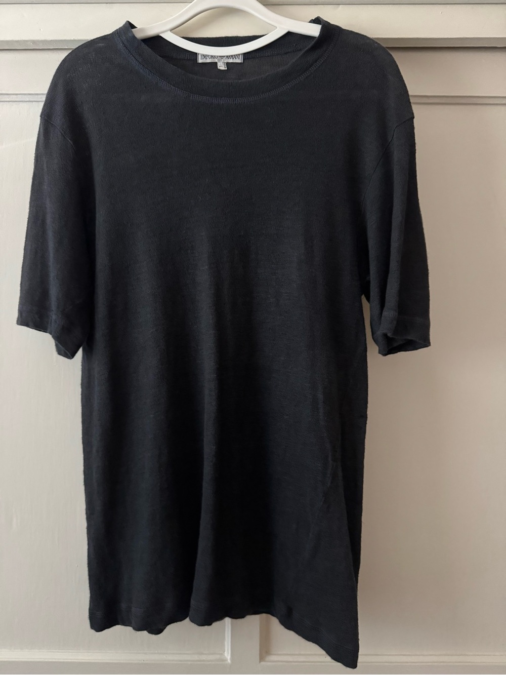 Emporio Armani Made in Italy 100% Linen Charcoal Short Sleeve T-Shirt Sz